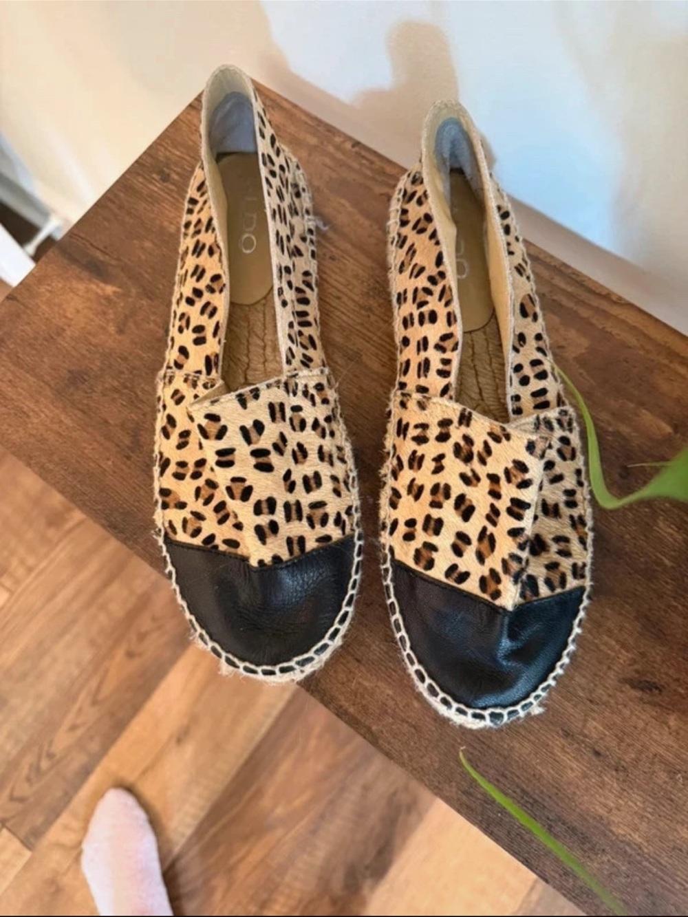Aldo Leopard Espadrille Slip-Ons with Black Toe Cap